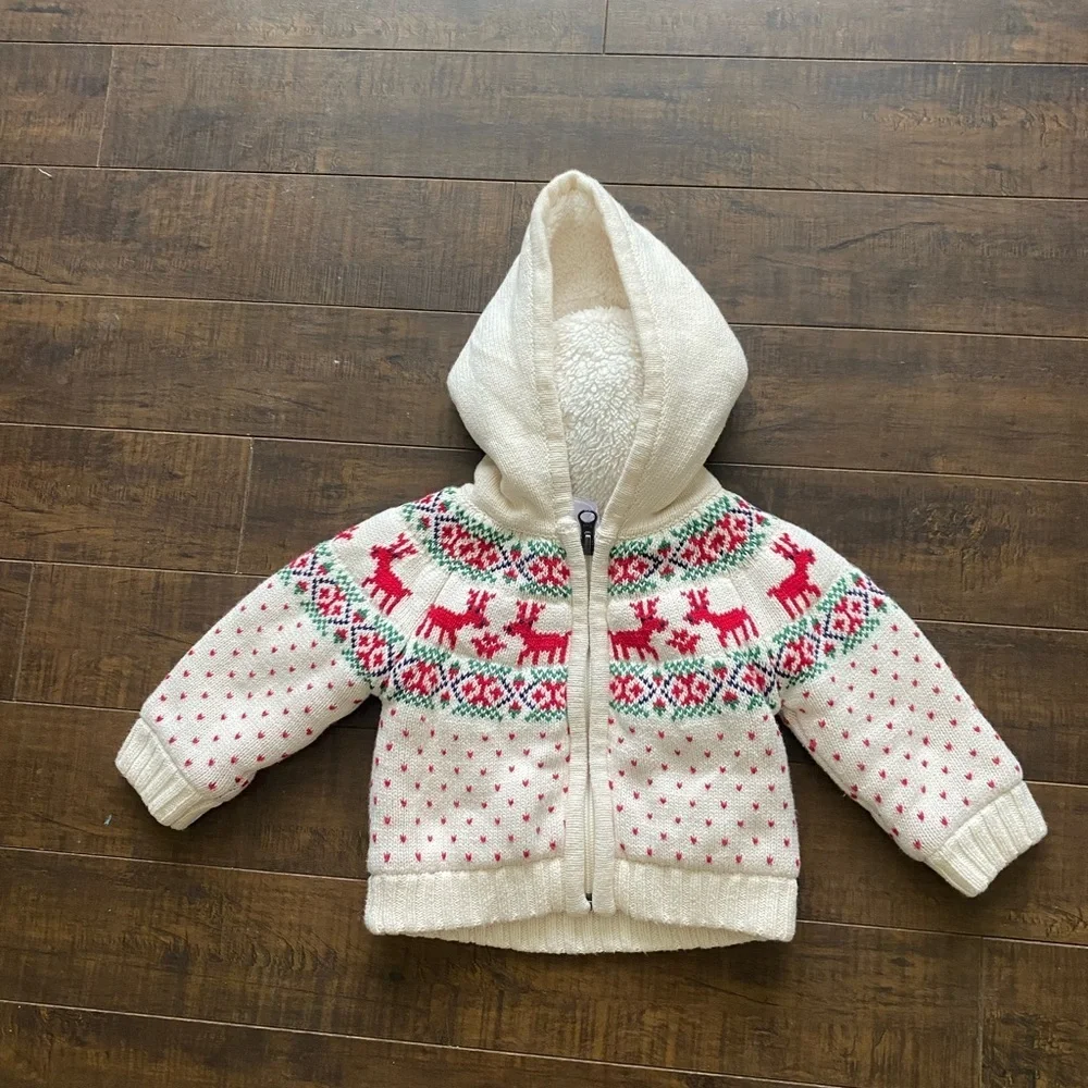 Hanna Anderson Holiday Christmas Hooded lined Jacket Fair Isle - Picture 2 of 9